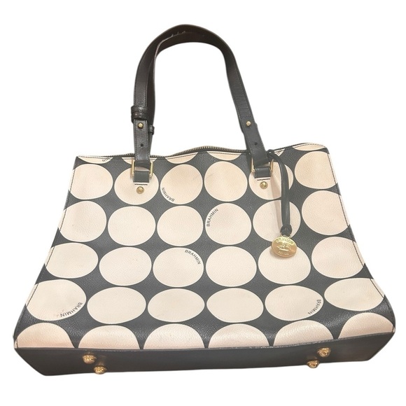 Brahmin Anywhere Tote Handbag - Barcelona Polka Dot Leather - Rare - Picture 1 of 9